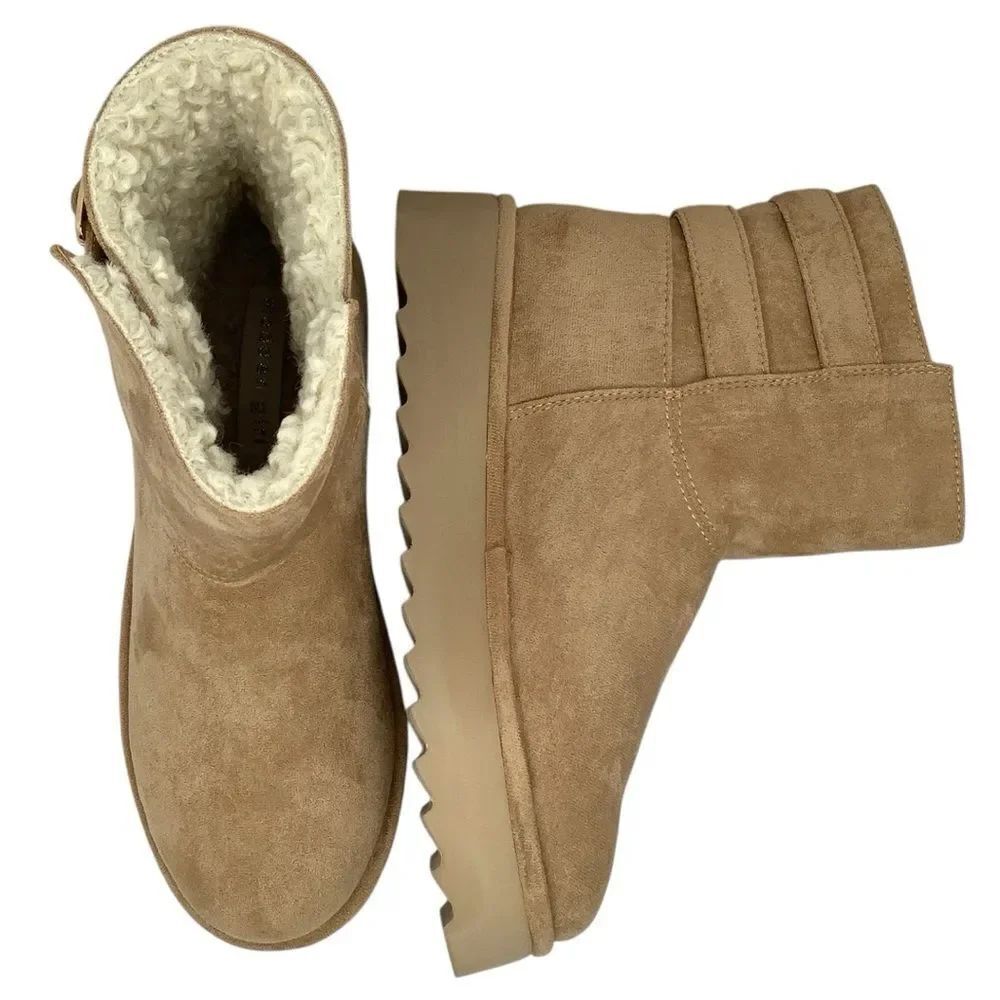 Madden Girl Praized Faux Suede Light Tan Women’s Ankle Platform Boot Sz 9.5
